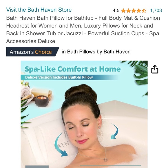 NWOT Bath Haven Bath Pillow for Bathtub - Picture 2 of 13